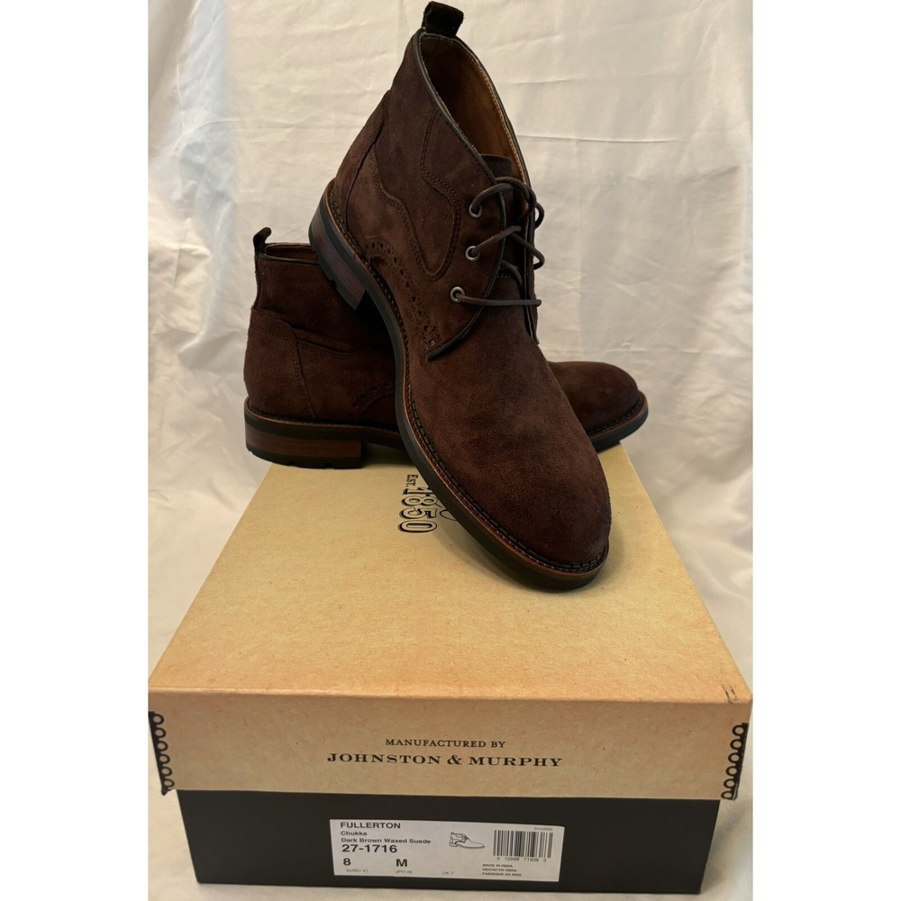 Johnston & Murphy Fullerton Chukka Boots Suede 27-1716 Dark Brown Sz 8Med Men's